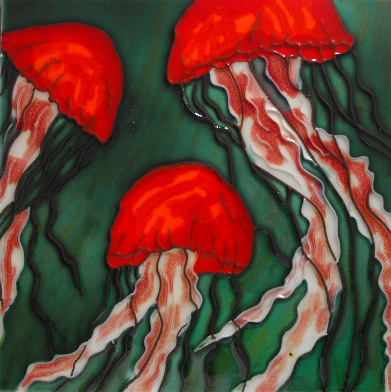Jellyfish Jelly Fish Ceramic Wall Art Decorative Tile 4x4