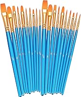 BOSOBO 2 Pack 20pc Nylon Paint Brushes Set - Round Pointed Artist Brushes for Acrylic, Oil, Watercolor, Nail Art, Miniatures & Rock Painting