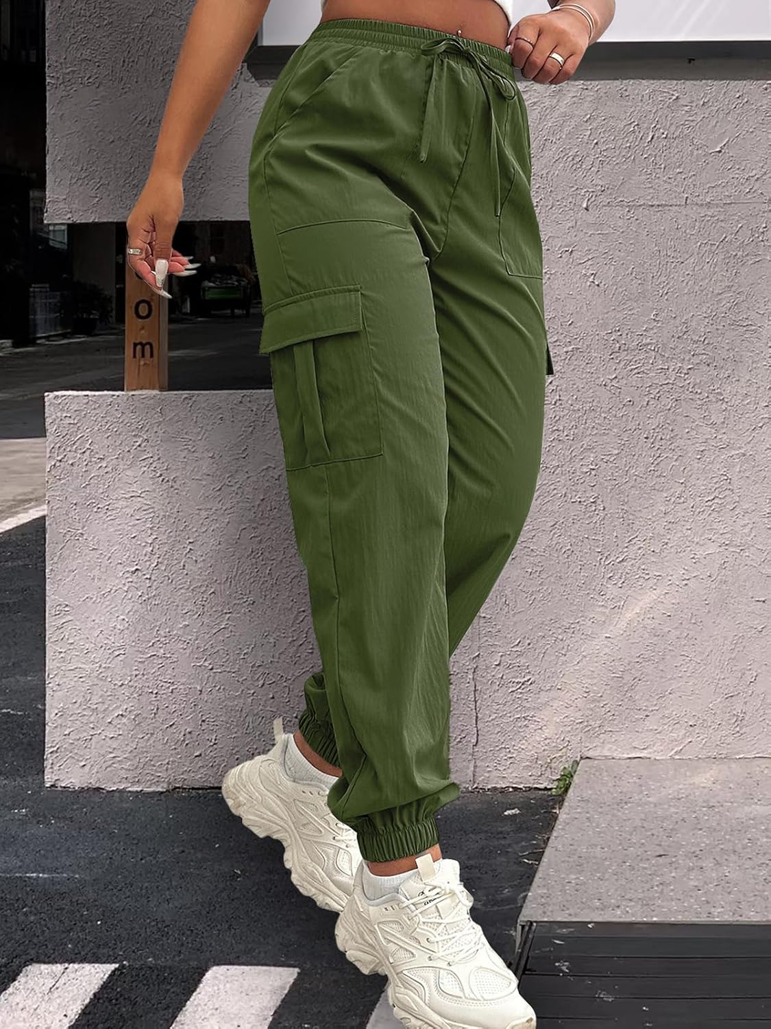 Cargo Pants Women Joggers Quick Dry Hiking Pants with Pockets (0001,ARGR,M) Army Green - Image 2