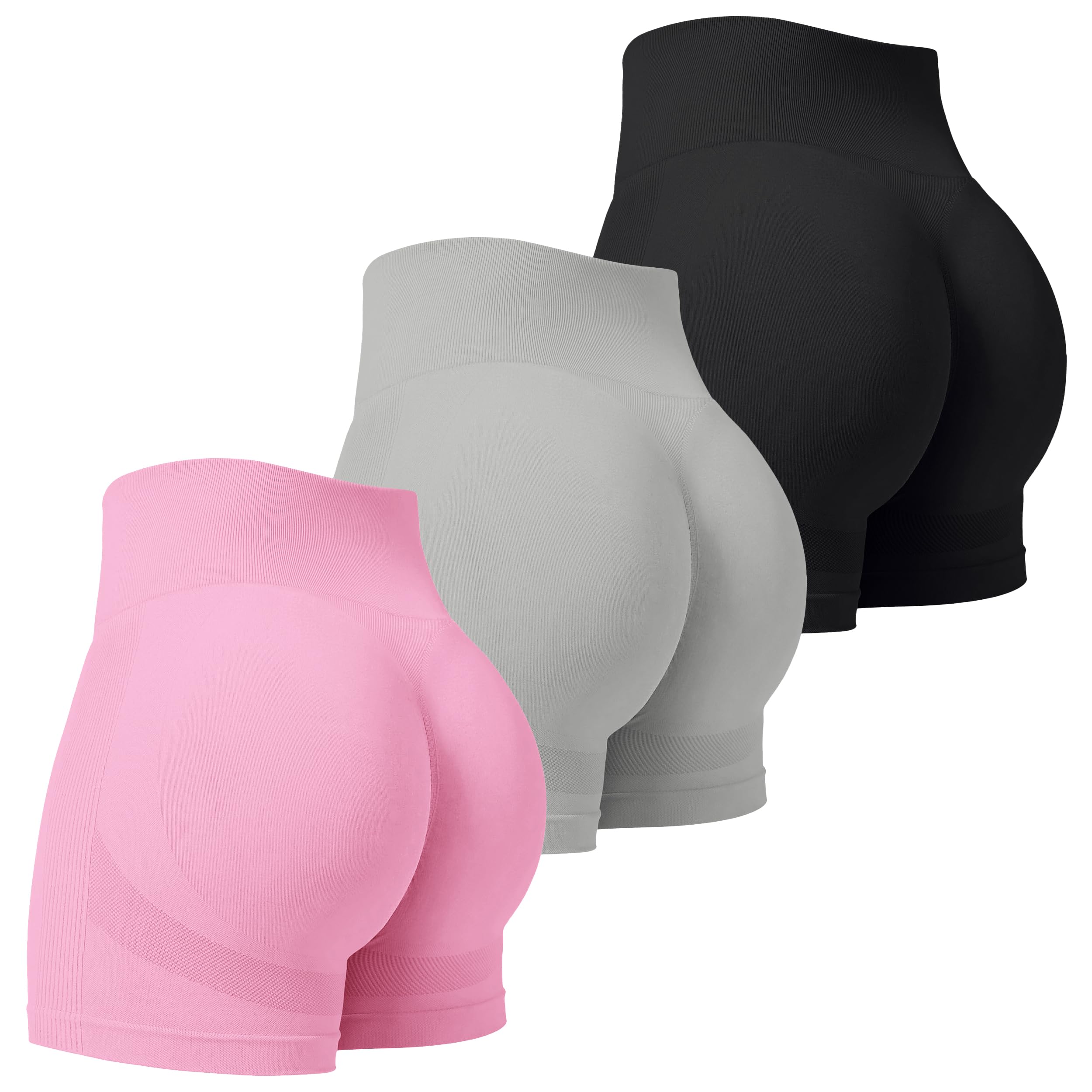 VVX 3 Piece Womens Workout Shorts Scrunch Butt Lifting Seamless High Waist Yoga Gym Shorts for Women