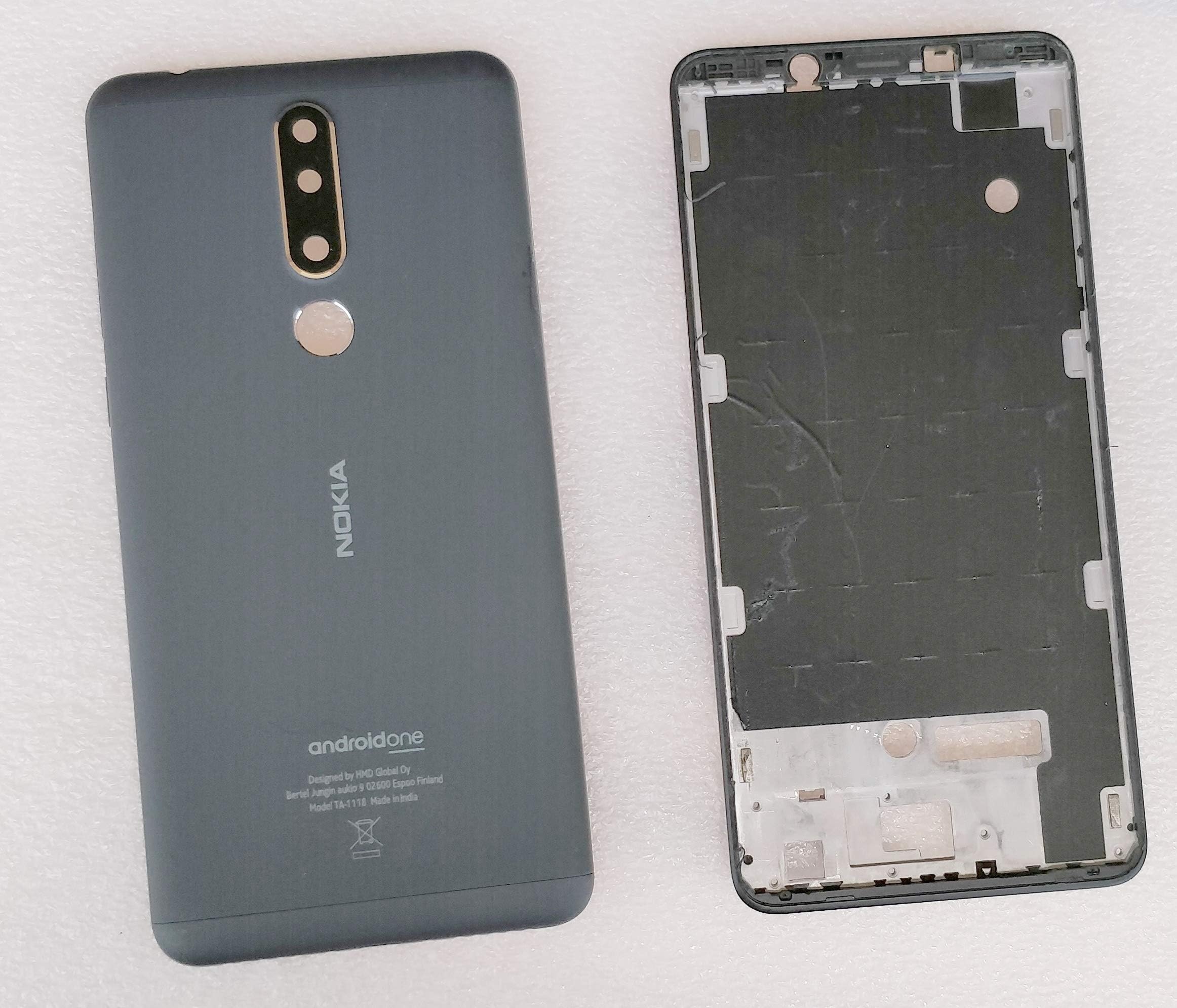 SPAREWARE® Replacement Full Back Middle Frame Chassis housing Body Cover Battery Door Panel with Logo, Buttons, Camera Lens for Nokia 3.1 Plus (Grey)