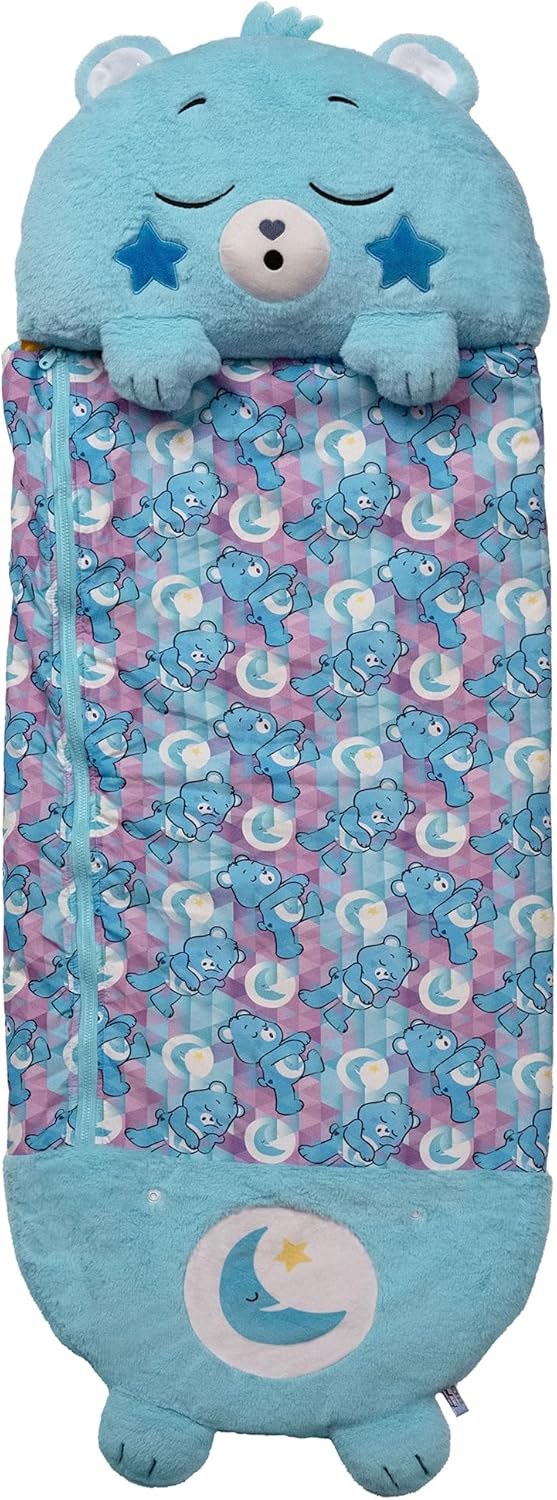 Happy Nappers: Care Bears Sleep Sack Large - Bedtime Bear - 66 x 30, 2-in-1: Plush Character Opens Into Sleeping Bag, Soft Nap & Play Animal, Kids 3+
