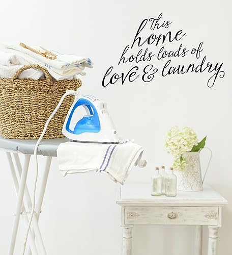 Wall Decor Plus More WDPM3371 - Adhesivo decorativo para pared (29.1 x 14.0 in), diseño de texto "This Home Hold Loads of Love and Laundry Wall Decor Plus More WDPM3371 - Adhesivo decorativo para pared (29.1 x 14.0 in), diseño de texto "This Home Hold Loads of Love and Laundry