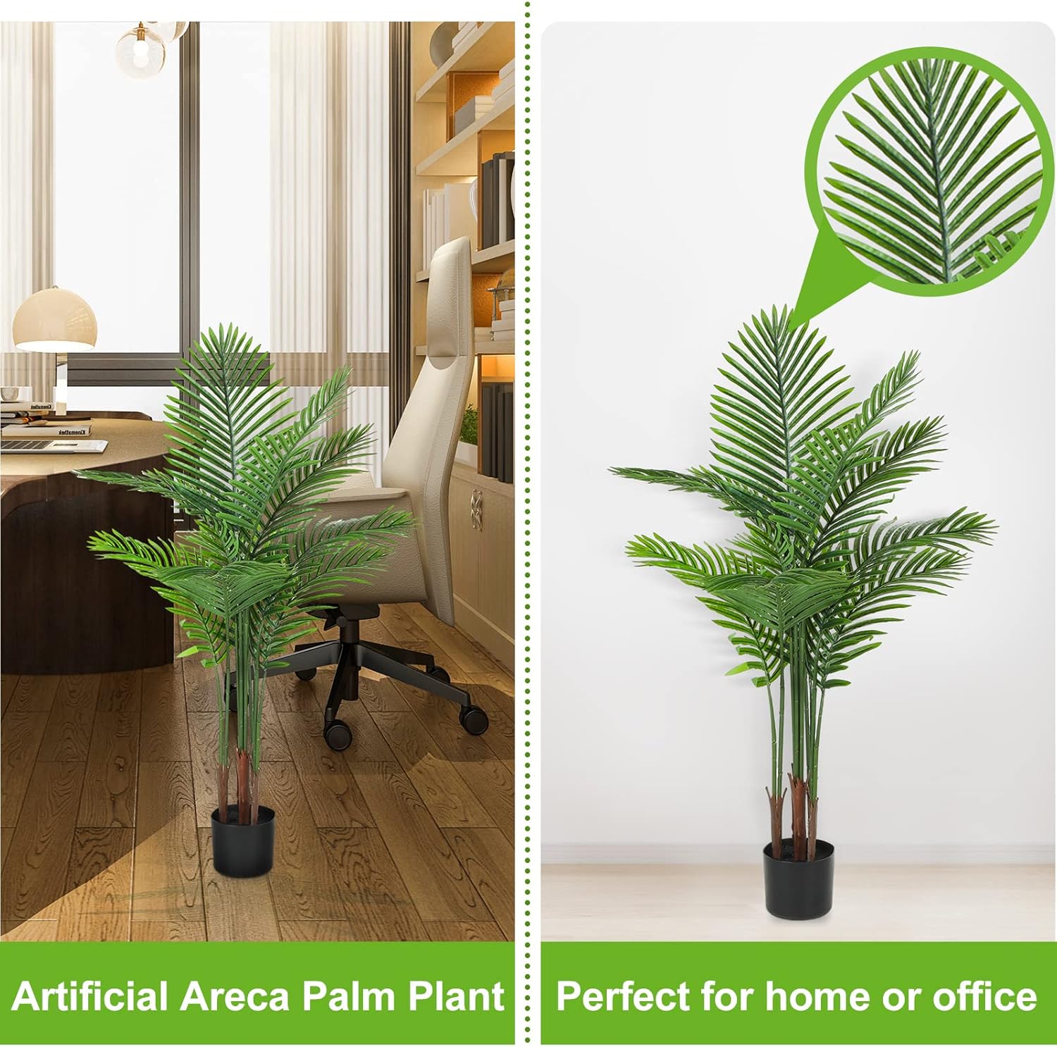 Jexine 4 Pack Artificial Palm Trees 4Ft, Fake Plants Fake Trees Artificial Areca Palm Plants for Outdoor Indoor Faux Tree in Pot for Pool Home Decor Office Housewarming Gift Modern Decoration