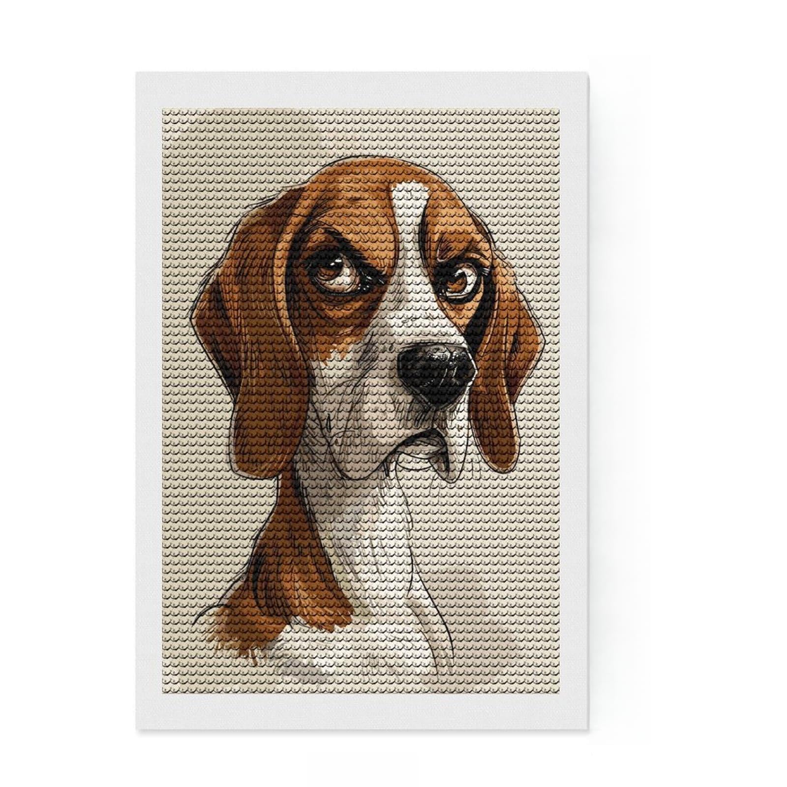 Junmoney Beagle Caricature Diamond Art Kit 8"x12", for Teens, Enjoyable At-Home Hobby, Modern Decor, Birthday Gift, Easy to Enjoy