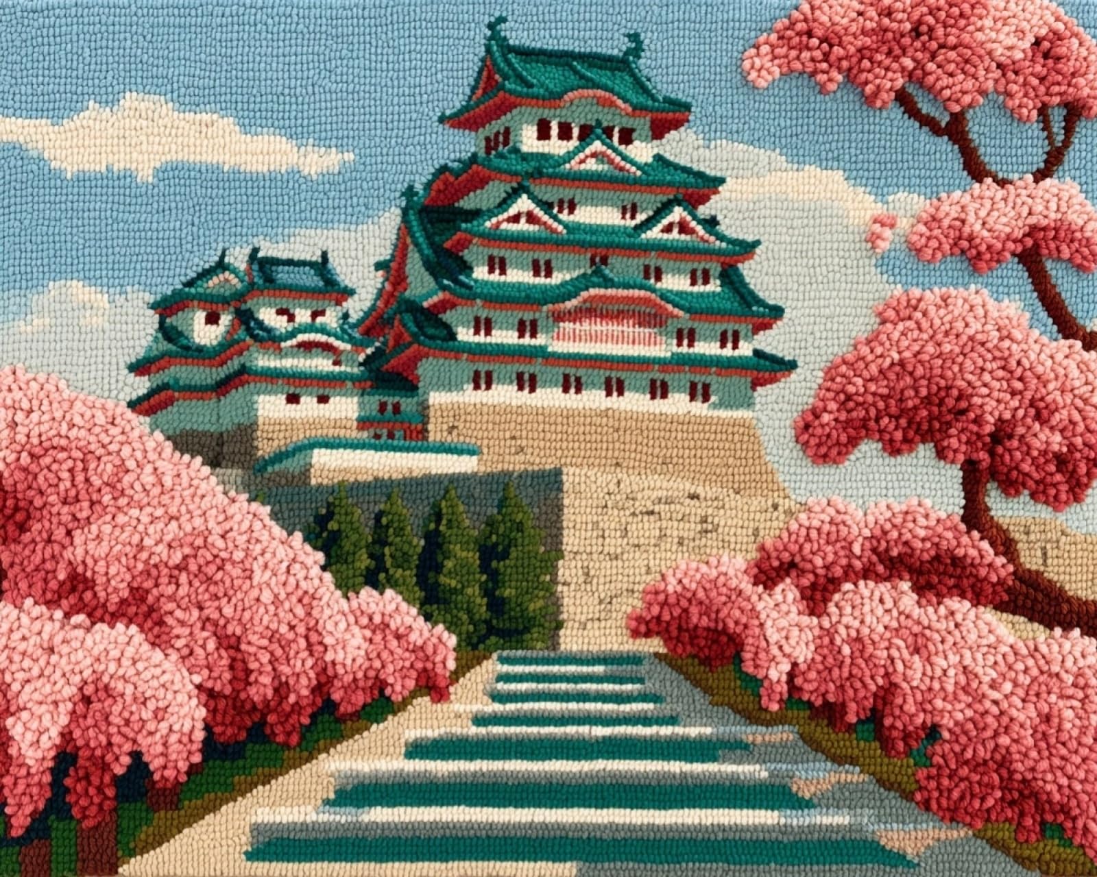Wallphantom Latch Hook Kits Rugs,Himeji Castle, Japan