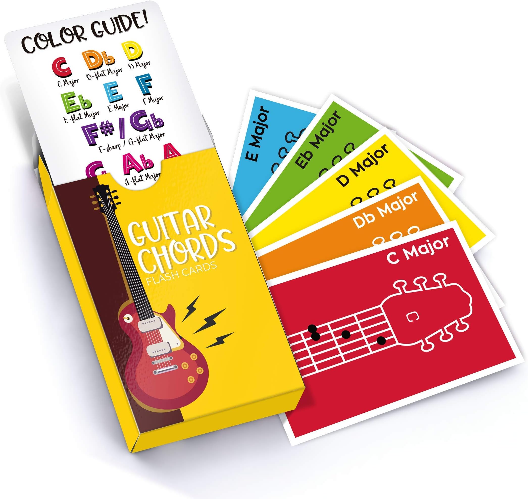Made With Tone Guitar Chords Flash Cards, a Great Gift for Music Lovers and Beginner Musicians! All The Major Chords and Notes to be a Guitarist!