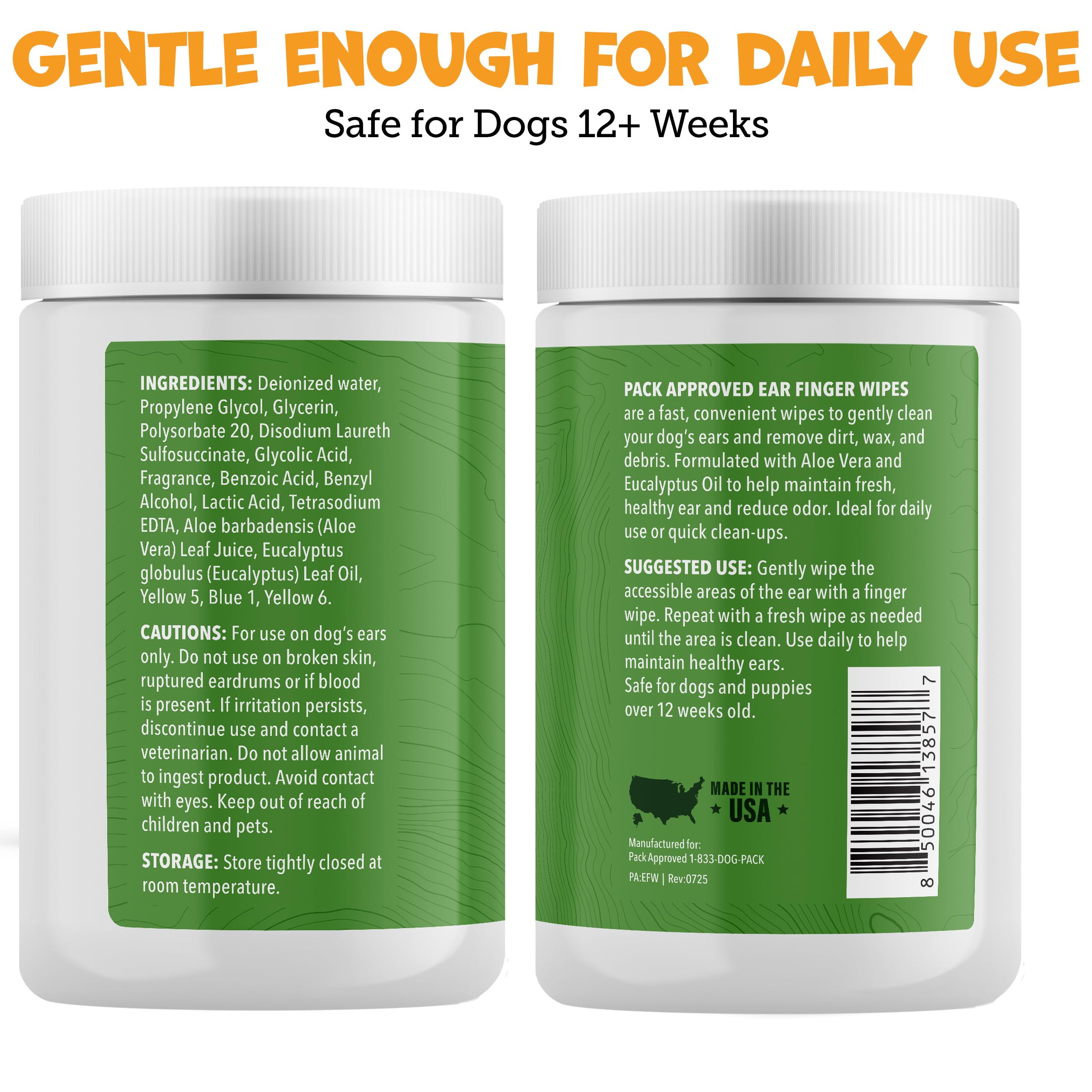 Finger Ear Wipes for Dogs with Aloe Vera and Eucalyptus - Convenient, Extra-Coverage, and Large Design Dog Ear Cleaning Wipes - Removes Wax and Freshens Ears - 50 Wipes - image 6