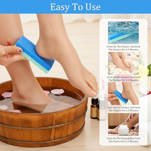 Miniatura 6 de 9 unidades de piedra pómez de doble cara para pies, lima de pedicura para pies, piel dura, removedor de callos exfoliante, profesional para pies