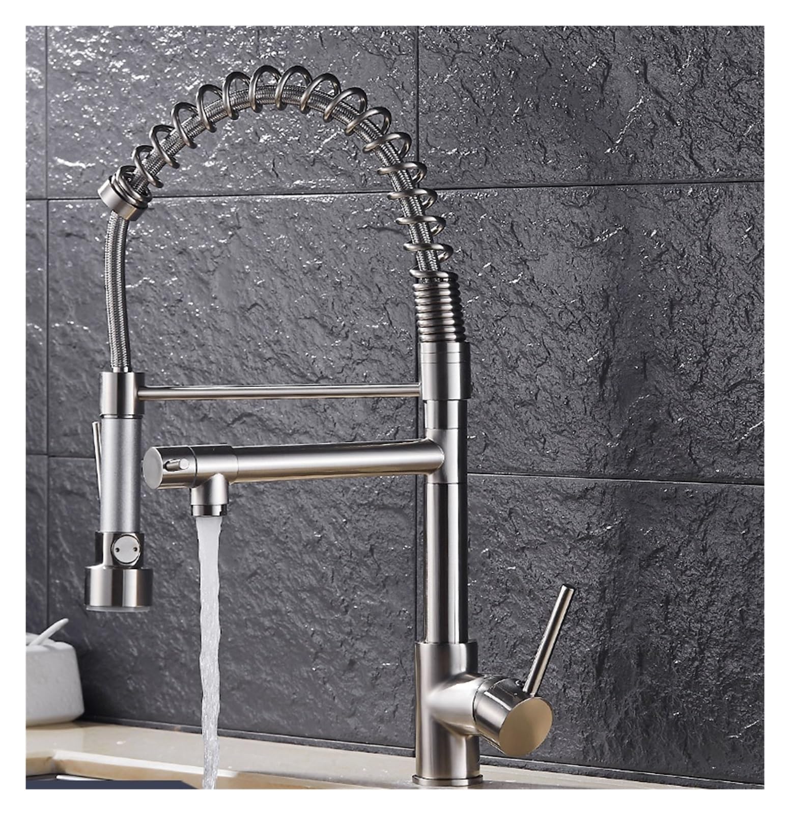 Évier de cuisine mitigeur douchette eau chaude froide robinet ressort nickel 866021