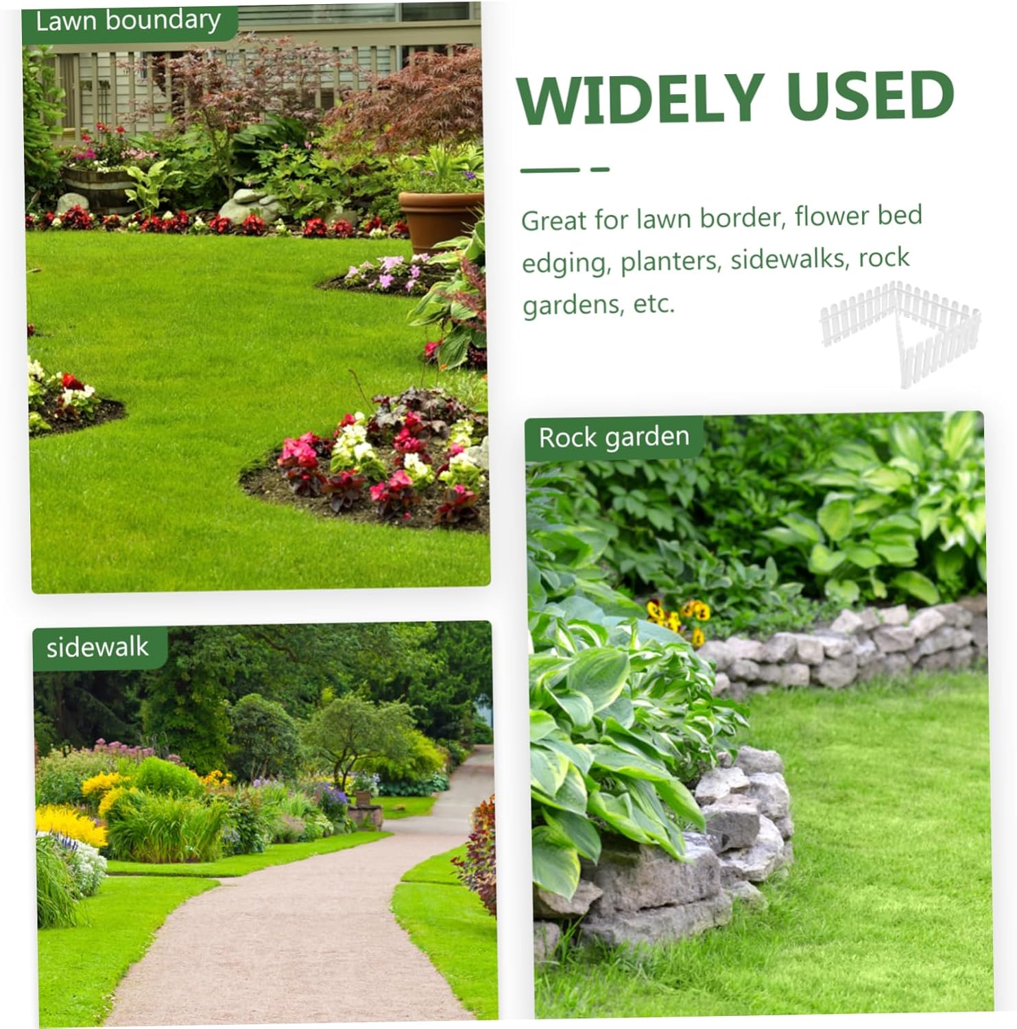 BESPORTBLE Lawn Garden White Fencing 4 Pack Plastic Fencing Panels Odorless Waterproof for Decor Border