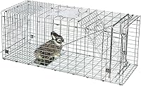 Vista 5 de ANT MARCH Live Animal Cage Trap 32''x11.5"x13" Steel Humane Release Rodent Cage with Gloves for Rabbits, Stray Cat, Squirrel, Raccoon, Mole, Gopher