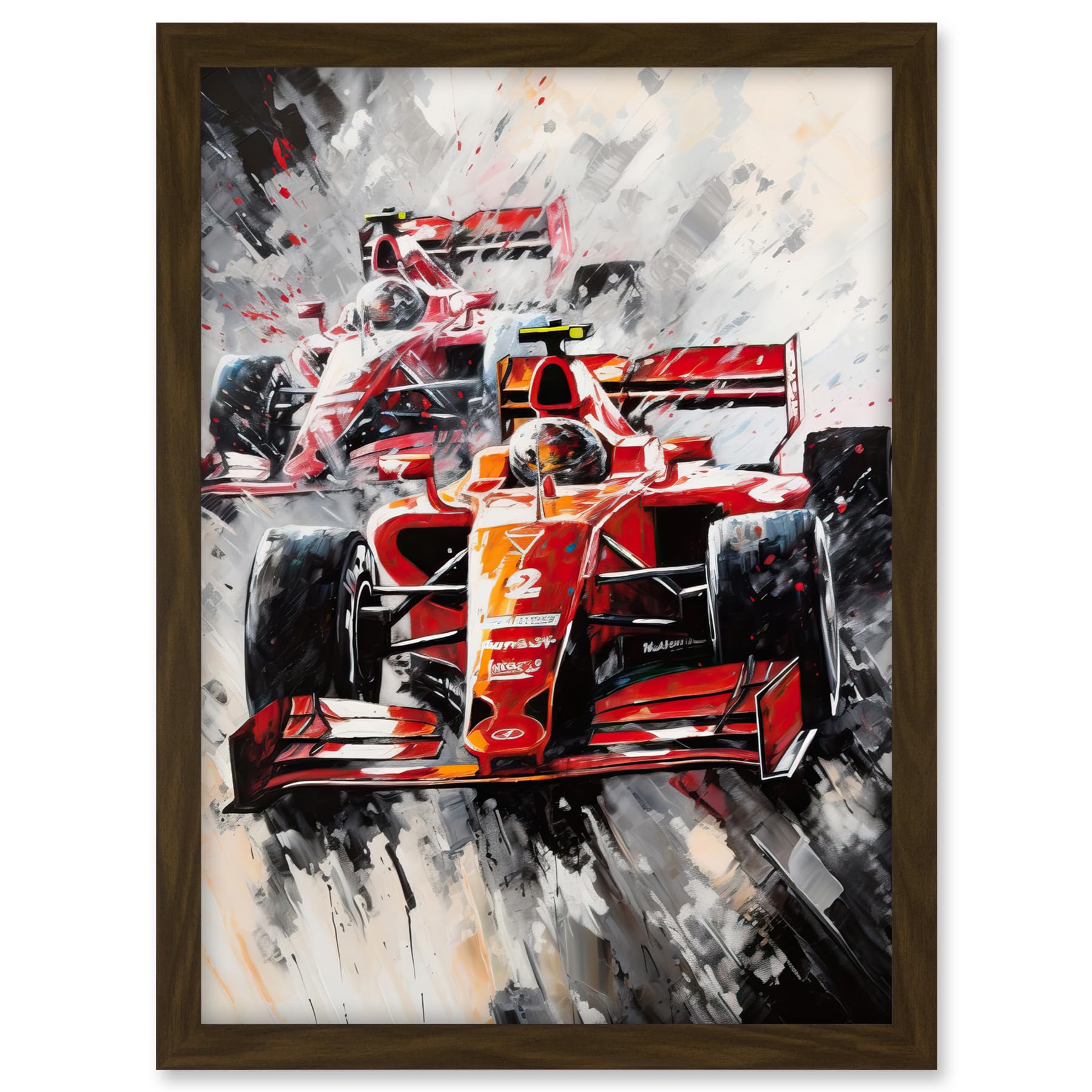 Artery8 Grand Prix Track Circuit Cars Racing Paint Splat Artwork Framed A3 Wall Art Print