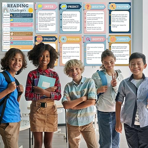 Miniatura 5 de 15 pósteres de lectura bohemios para decoración de aula, juego de pósteres de tablón de anuncios de arcoíris, póster de lectura de arco iris, póster