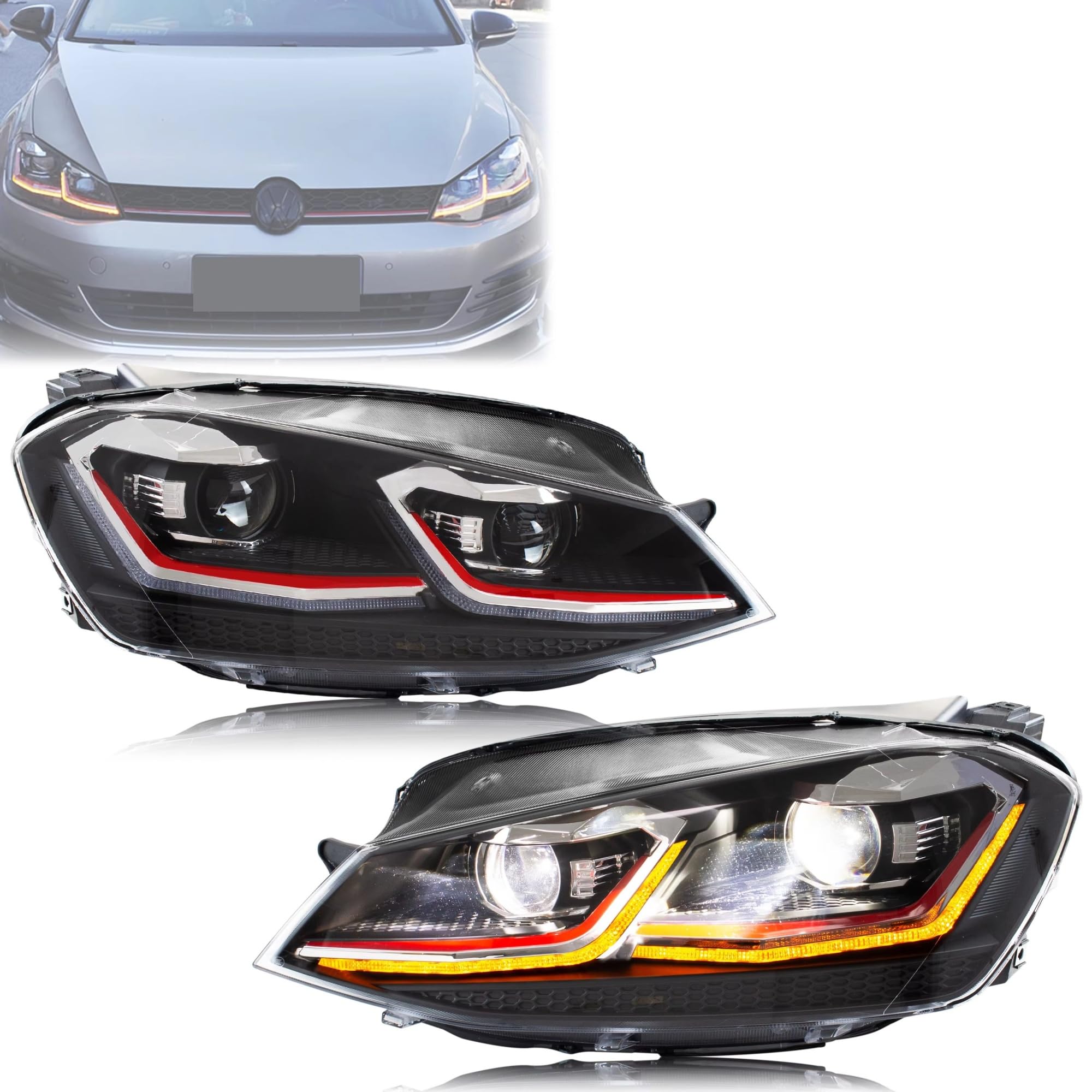 Faro Anteriore Gruppo Fari A LED Sequenziale Segnale Girata Anteriore Lampade Montaggio Per VW Per Golf 7 Per MK7 VII 2013 2014 2015 2016 2017 Set Di Fari