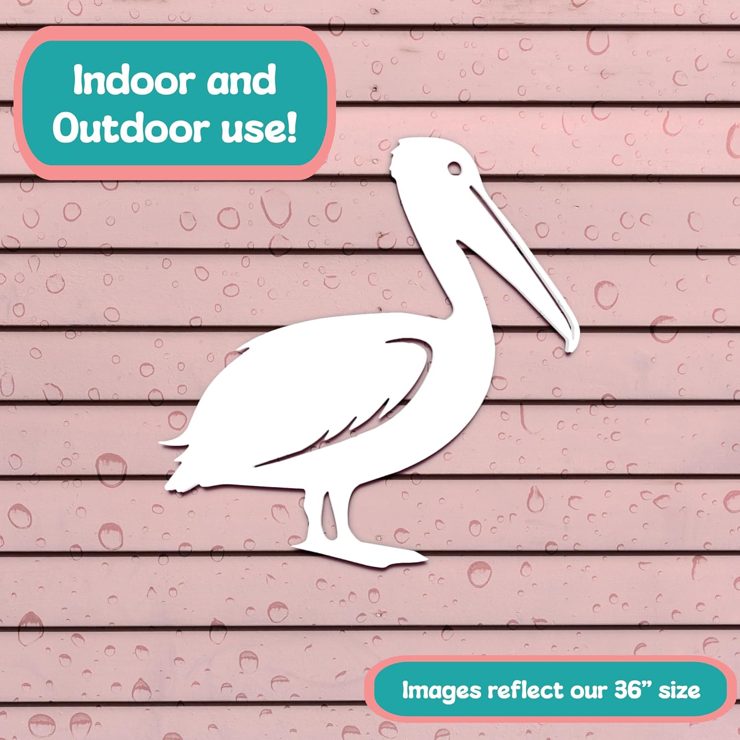JennyGems Outdoor Pelican Wall Art – Coastal Beach House Decoration – Weatherproof PVC Seaside Bird Accent for Cottage, Fence, Shed, Indoor Outdoor (3 Foot)