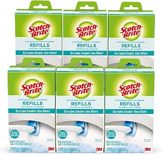 Scotch-Brite Disposable Toilet Scrubber Refills, 6 Pack, 72 Count