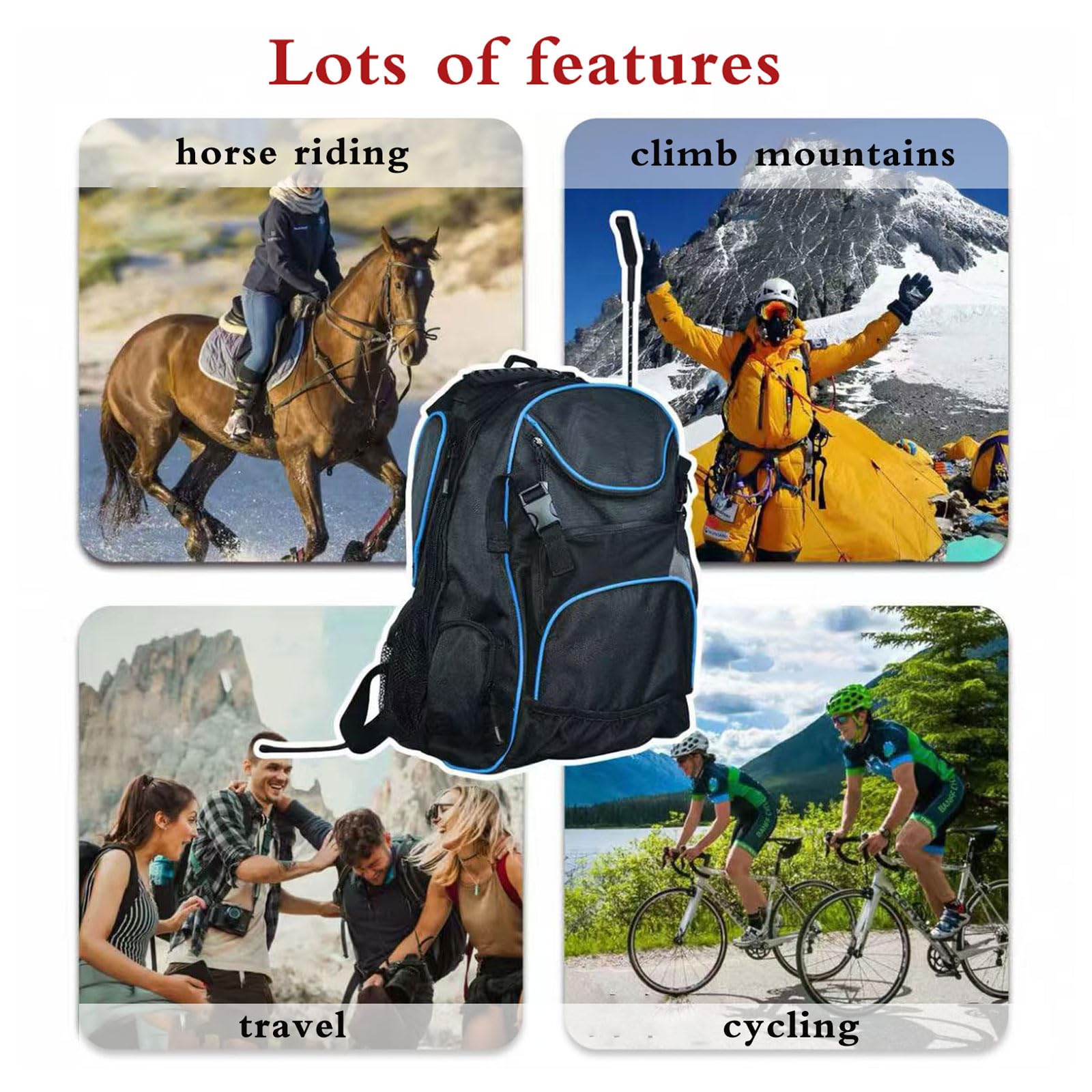 Mochila Ecuestre,Mochila para Botas de equitación con Compartimento,Bolsa de Montar,Fácil de Llevar,Double The Comfort,Suficiente Espacio,Adecuado para Montar a Caballo.