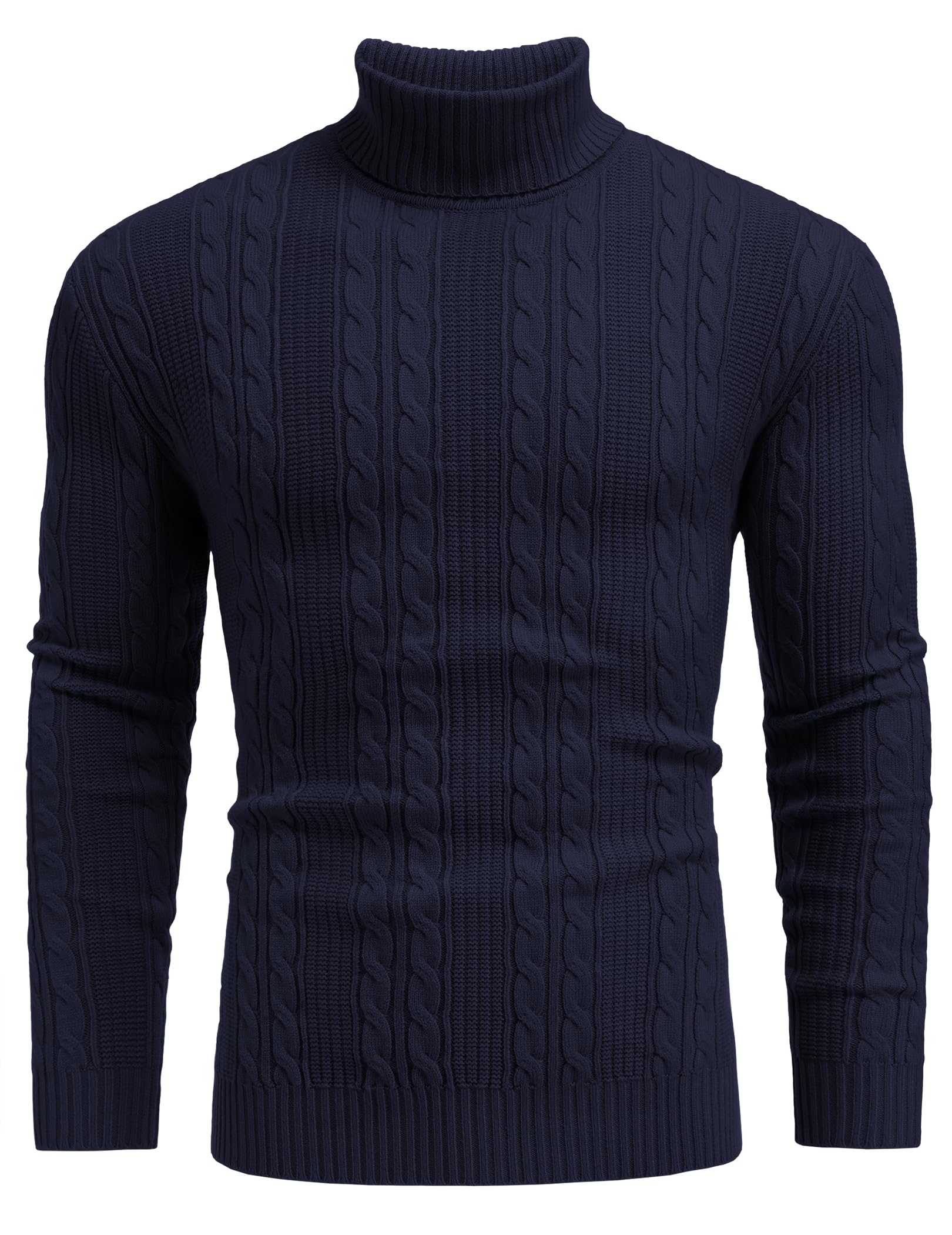 COOFANDY Men's Slim Fit Turtleneck Sweater Casual Twist Patterned Pullover Knitted Sweaters