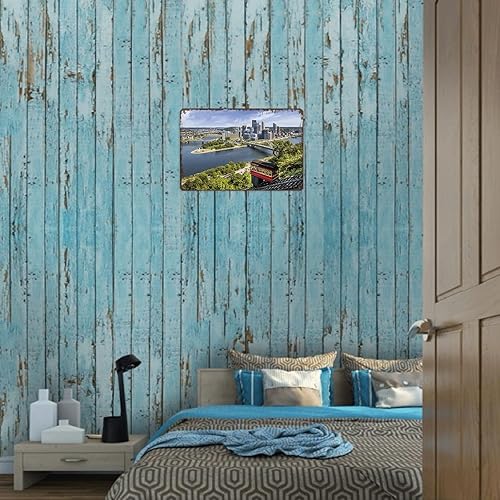 Miniatura 4 de Letrero de metal con diseño de horizonte de Pittsburgh con inclinación Duquesne, diseño retro de ciudad, para hombre, cueva, bar, garaje,