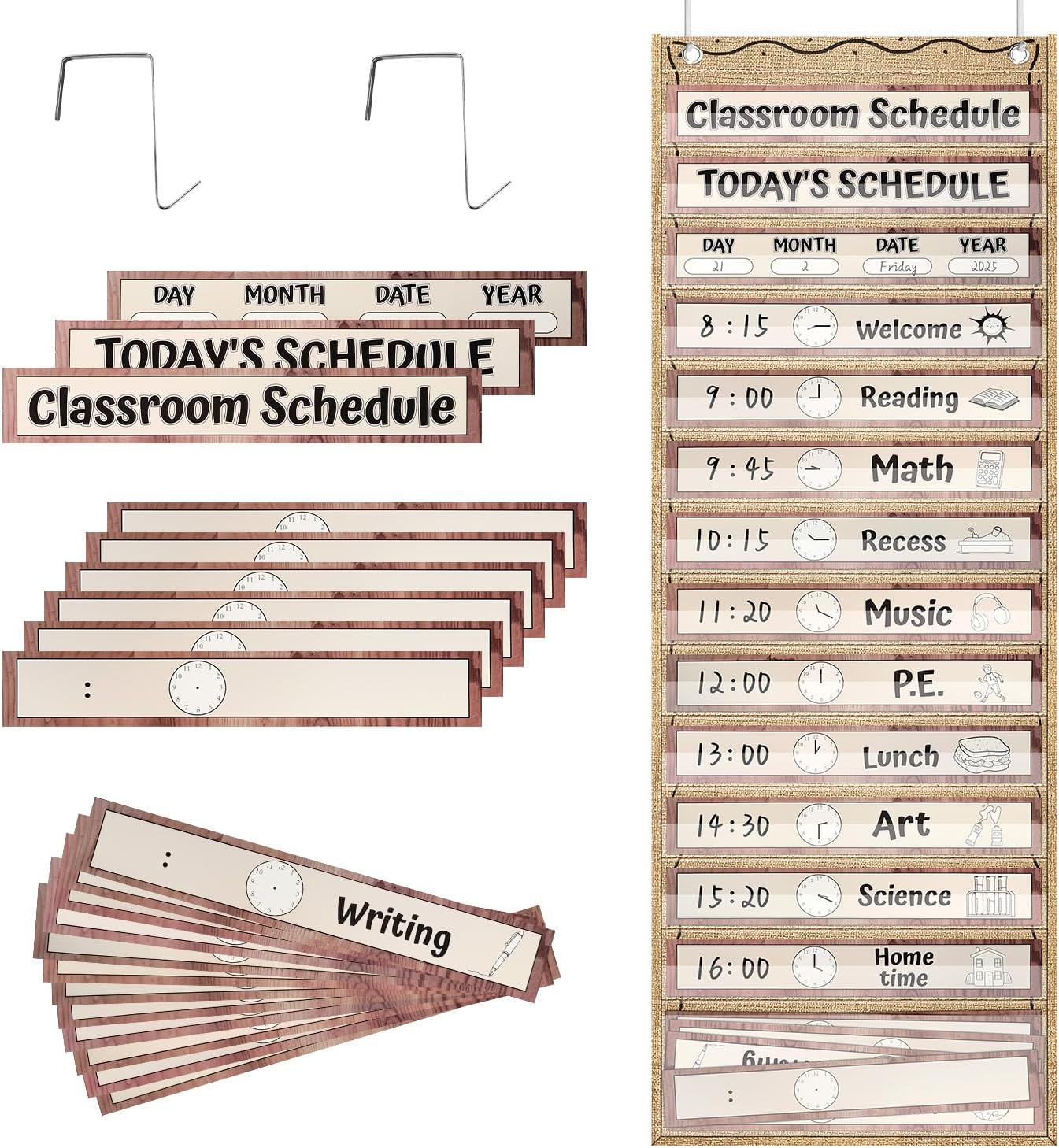 13+1 Daily Schedule Pocket Chart, Visual Schedule for Kids with 2 ...