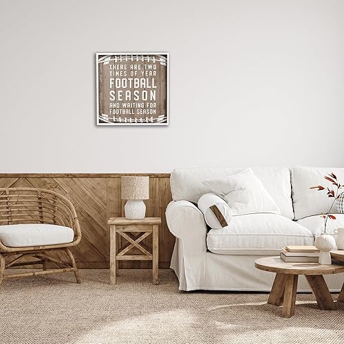 Miniatura 2 de Stupell Industries Frase deportiva rústica de la temporada de fútbol, diseñada por CAD Designs - Arte de pared enmarcado en blanco, 24 x 24 pulgadas