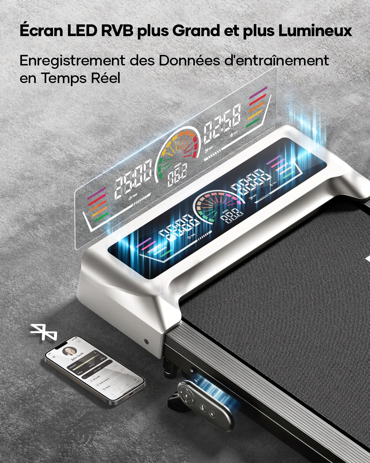 Tapis de Course électrique 2 en 1, 3.0 HP, Pente 0-5-10%, Vitesse 1-10 km/h, Compact sous Bureau