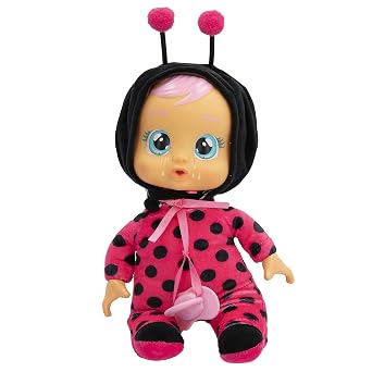 Cry Babies Tiny Cuddles Lady - 9 inch Baby Doll, Cries Real tears. Red and Black, Multicolor