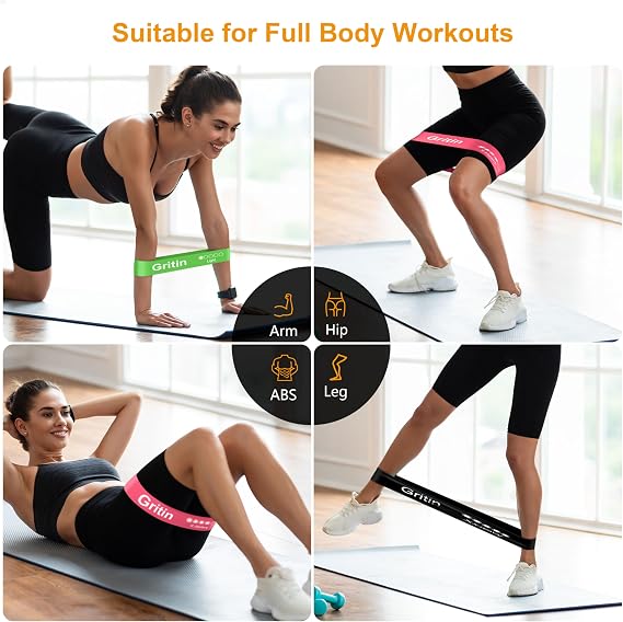 Gritin Resistance Bands, Set of 5 Skin-Friendly Resistance Exercise Band
