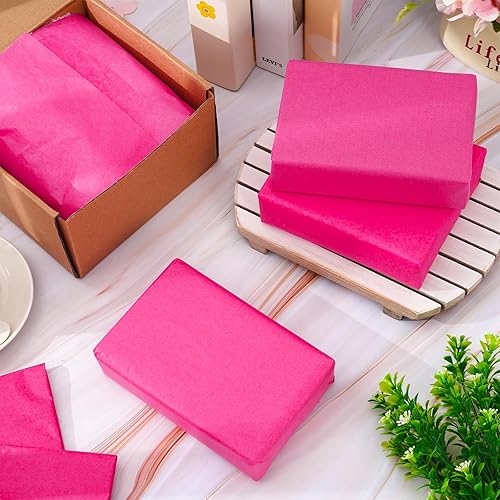 Miniatura 5 de Whaline 50 hojas de papel de seda rosa intenso de 20 x 30 pulgadas, papel de regalo para el día de San Valentín, manualidades, boda, fiesta de