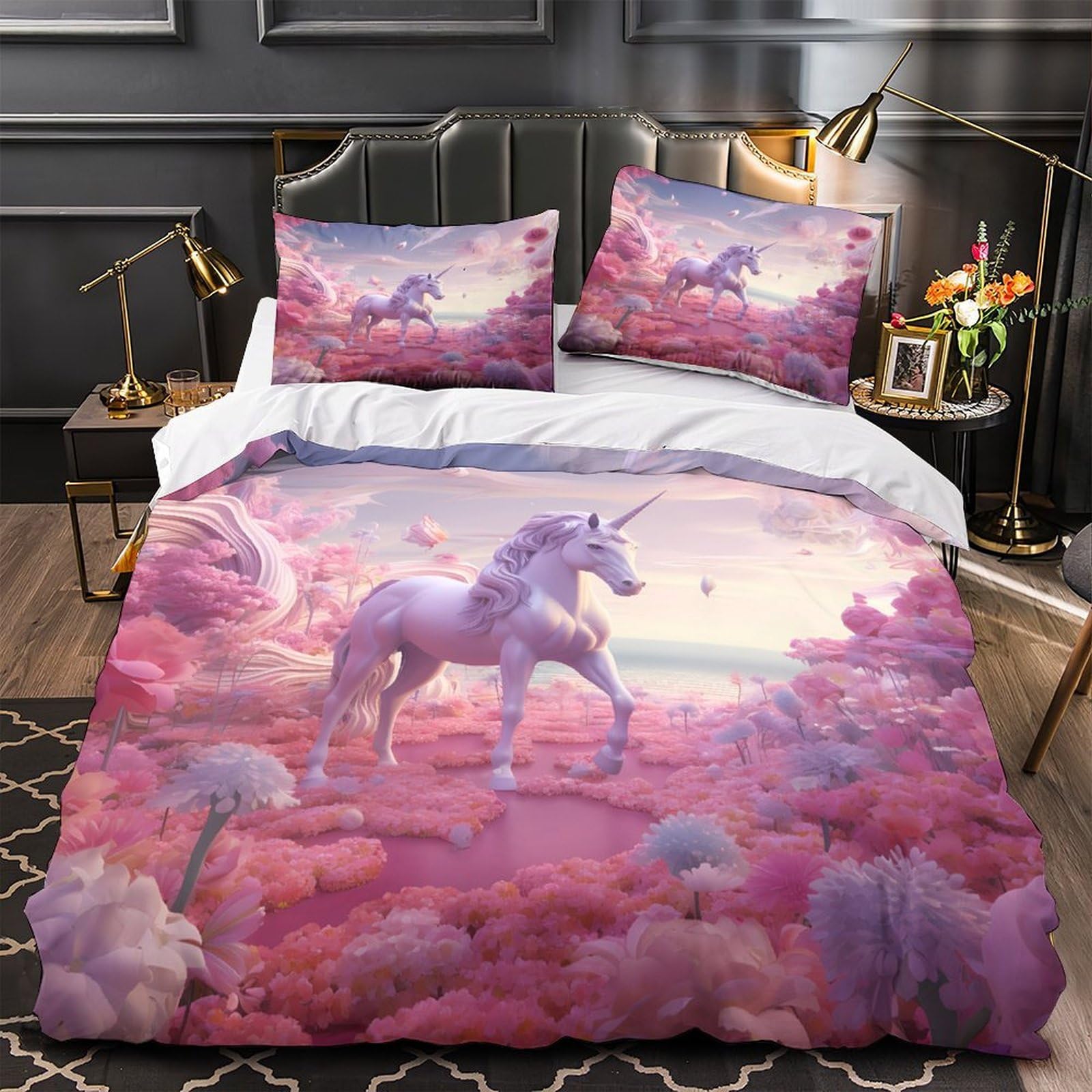 Housse de couette poissons tropicaux 3D microfibre 260x220 cm pour lit adulte et ado
