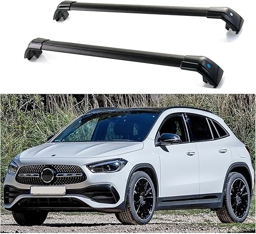 2 barras transversales de aluminio con cerradura para equipaje, barras transversales compatibles con Mercedes Benz GLA H247 2020-2024, color negro