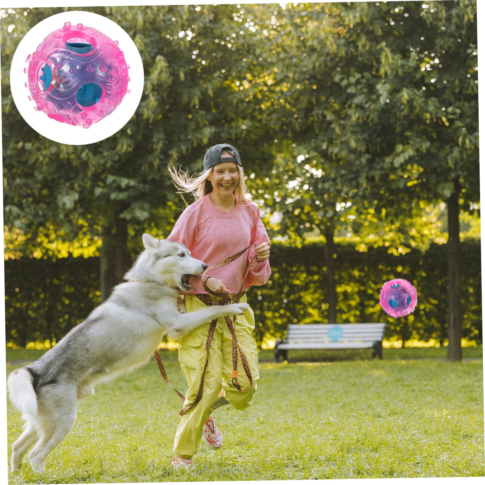 FRCOLOR 3piezas Pelota Interactiva De Dispensa De Comida Para Perros Juguete De Goma Para Entrenamiento y Ejercicio Color Aleatorio