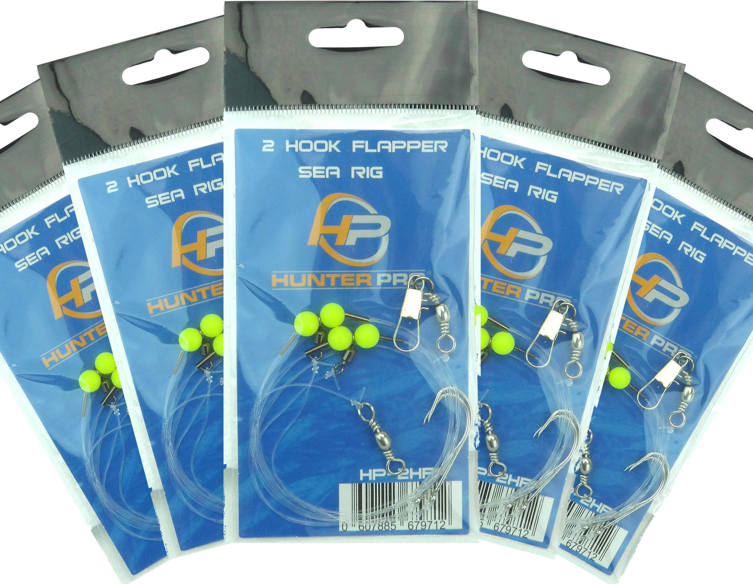 Sea Fishing Rigs X 5. 2 Hook Flapper Rig. Hunter Pro Sea Fishing Set