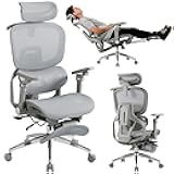 Ergonomic Office Desk Chair Executive High Back Computer Chair with 6D Armrest, Heated Massage Lumbar Support, Adjustable Headrest, Footrest (Gray)