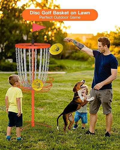 Miniatura 7 de NQV Cestas de golf de disco portátiles con bolsa, 24 objetivos de cadena para práctica profesional en interiores y exteriores