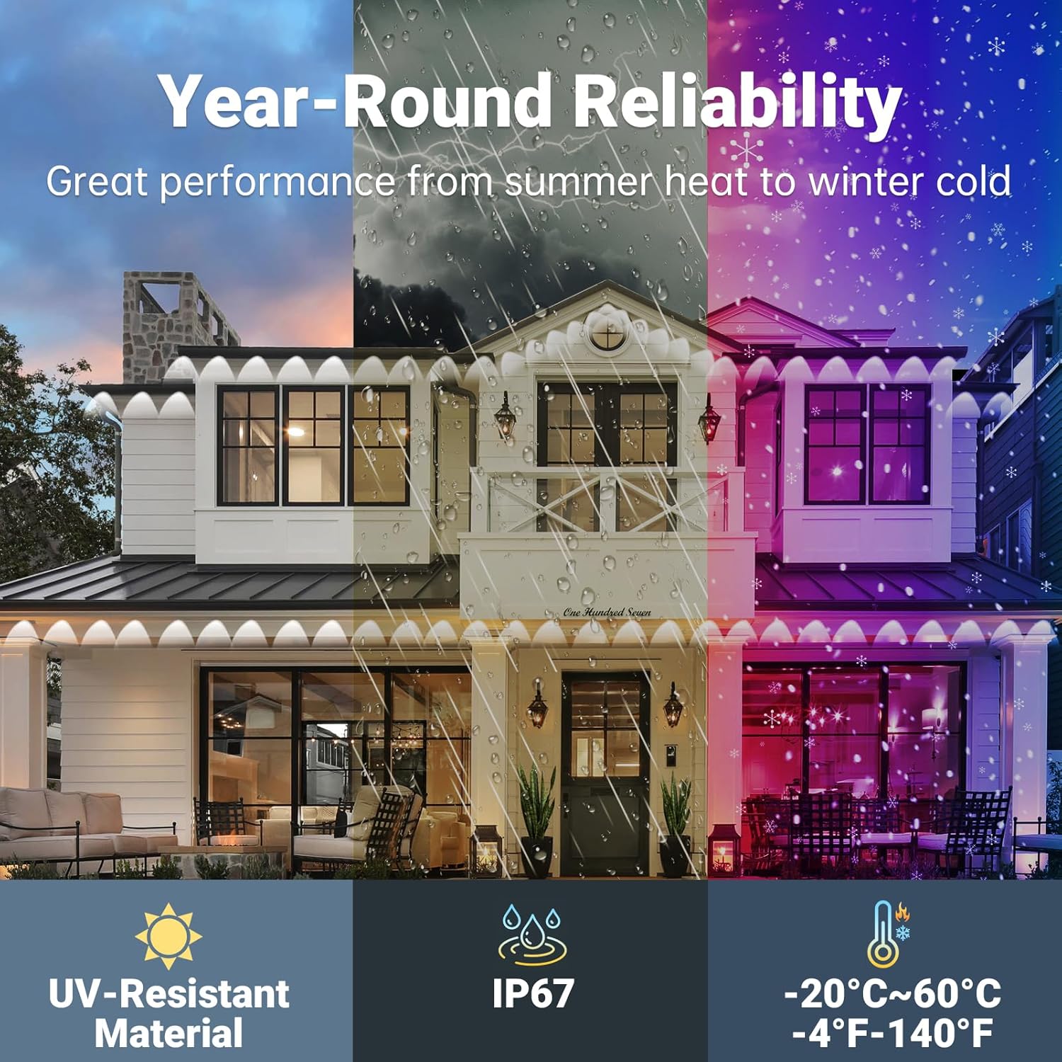 Permanent Outdoor Light for House,100ft RGB Outdoor Light with 50 LED Lights,IP67 Waterproof,with Remote Control for All Holiday Decor Decorations Lights
