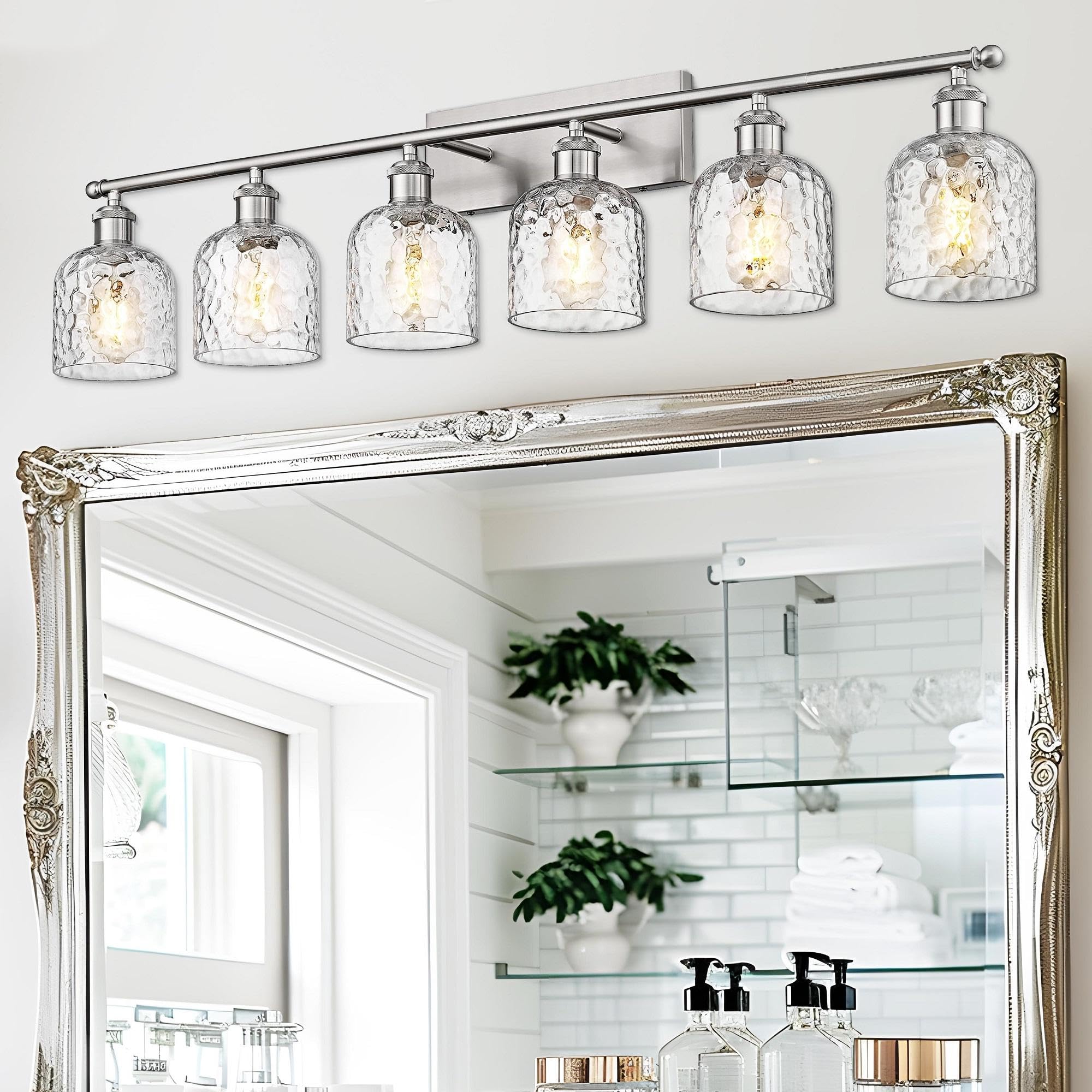 zeyu 6-Light Bathroom Wall Light Fixture, 42 Inch Modern Nickel