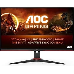 AOC Gaming 27G2ZNE - 27" Full HD Monitor, 240 Hz, 0,5 ms MPRT, Adaptive Sync (1920x1080, HDMI 1.4, DisplayPort 1.2) Black/Red