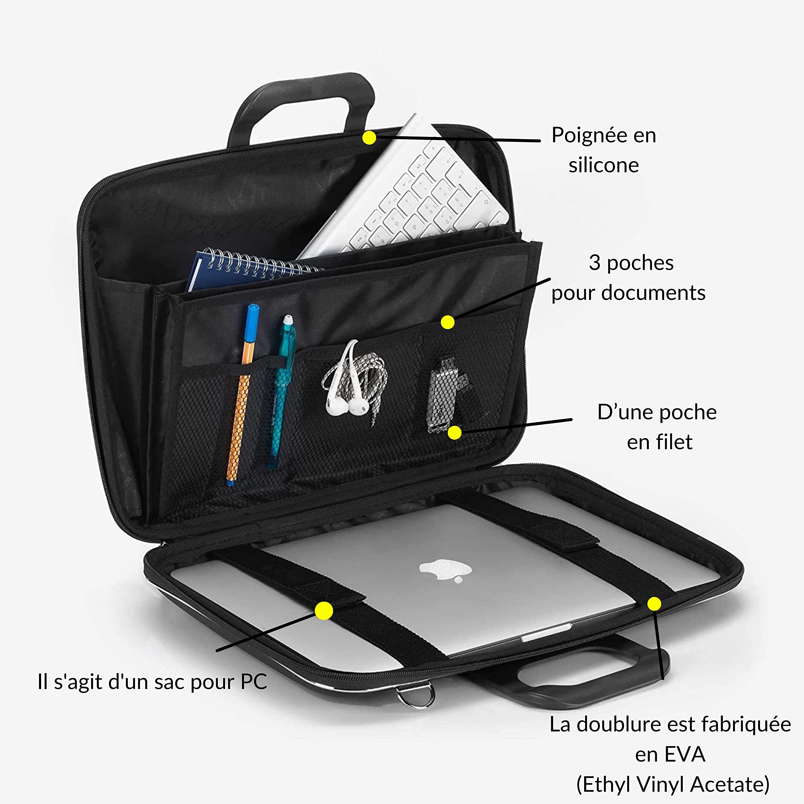Bombata All Black - Mallette pour ordinateur portable - Sac à bandoulière - Noir