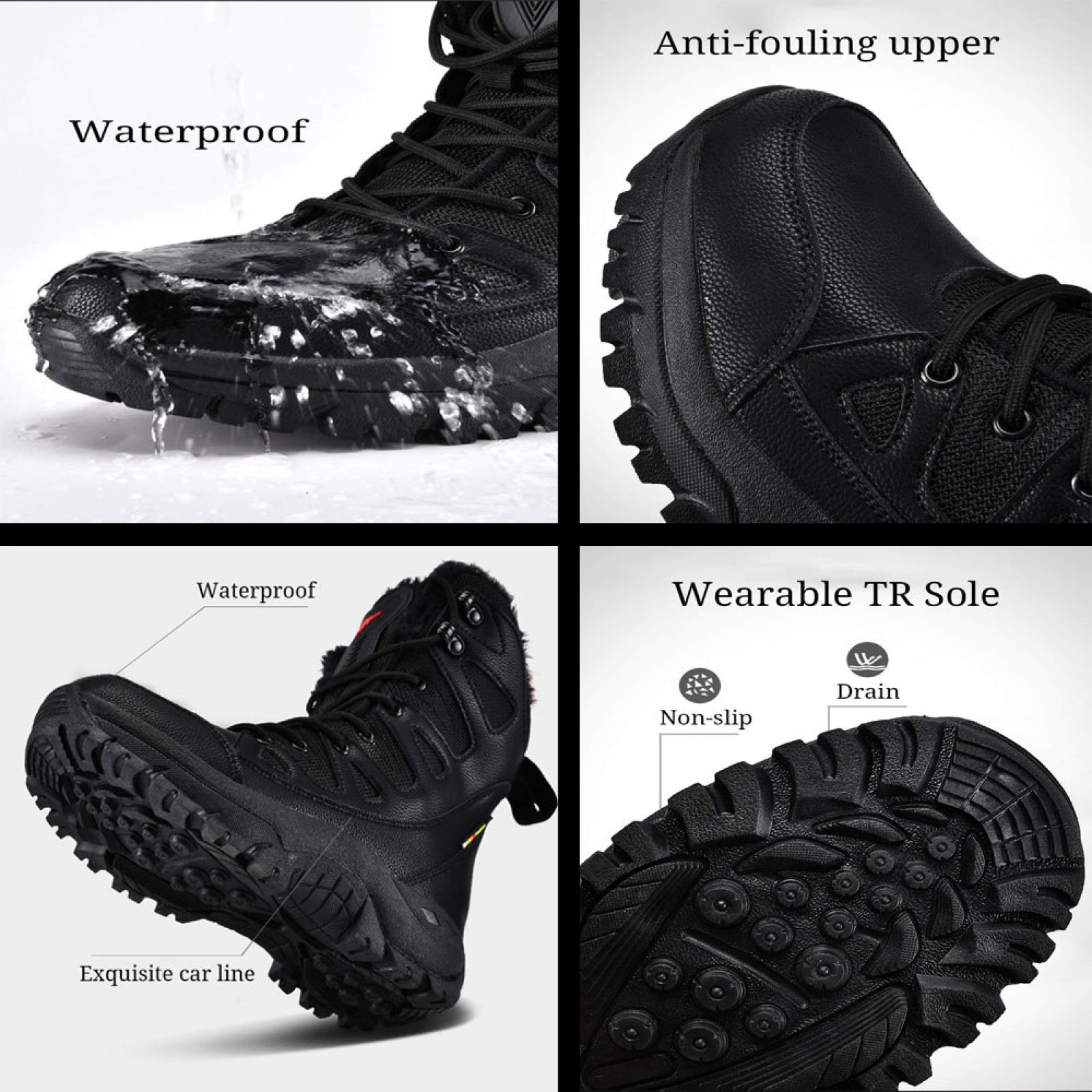 Amazon.co.jp: メンズウィンタースノーブーツ、防水ミリタリー