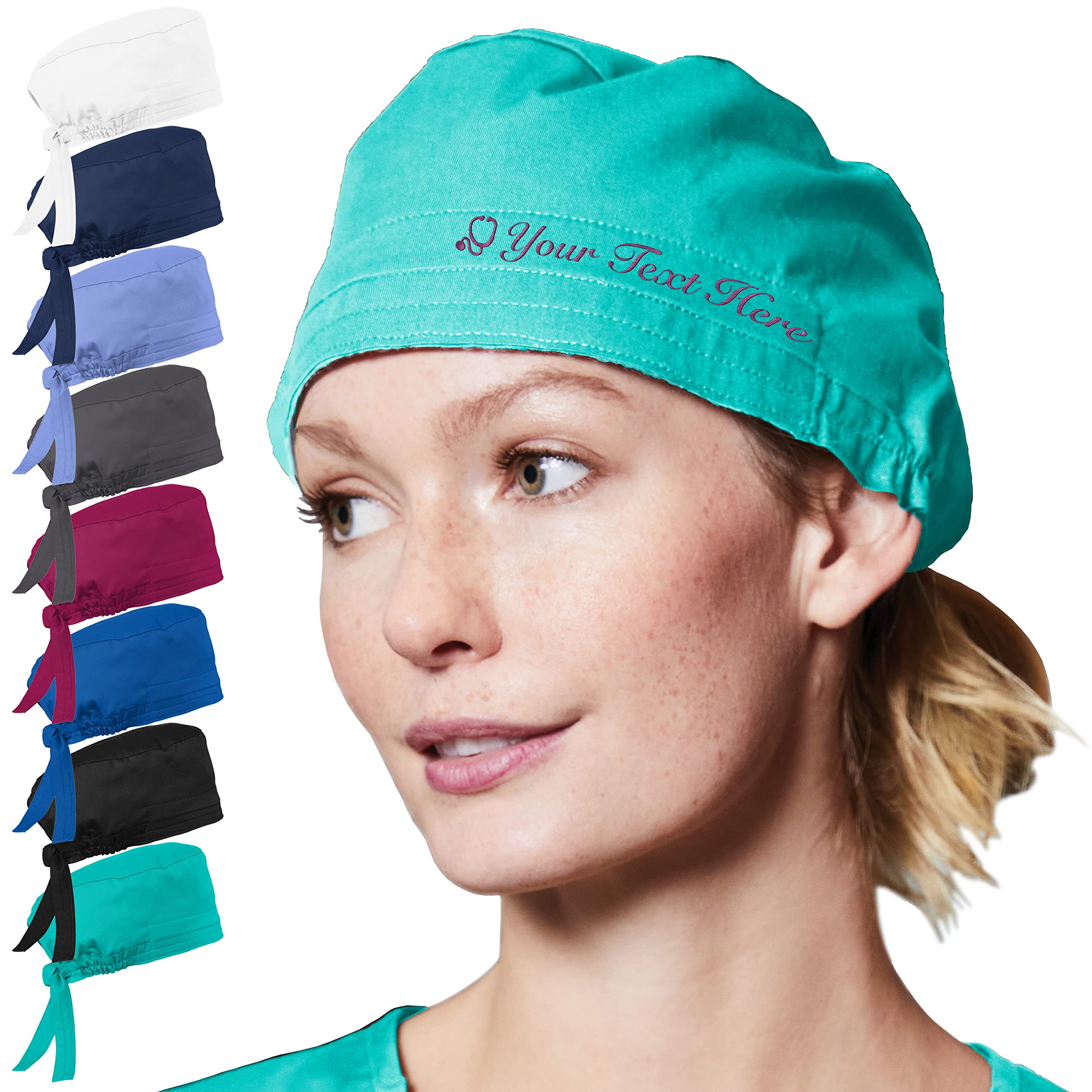 Personalized Embroidered Unisex Scrub Cap w/Medical Specialty ICON & Name, Text, 6 Fonts - Surgical Cap for Women, Men