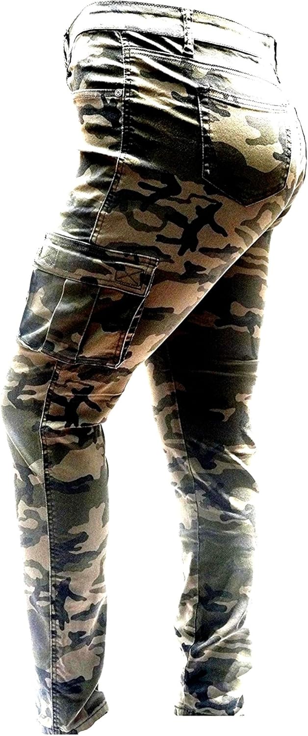 Jack David Womens Plus Size Camo Camouflage Skinny Jeans Cargo Pants - Image 2