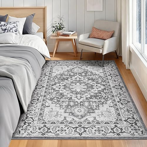 Miniatura 45 de Lofus Alfombras de área de 5 x 7 pies para sala de estar, alfombras lavables para dormitorio, cocina, alfombra bohemia vintage, suave, Vintage Beige