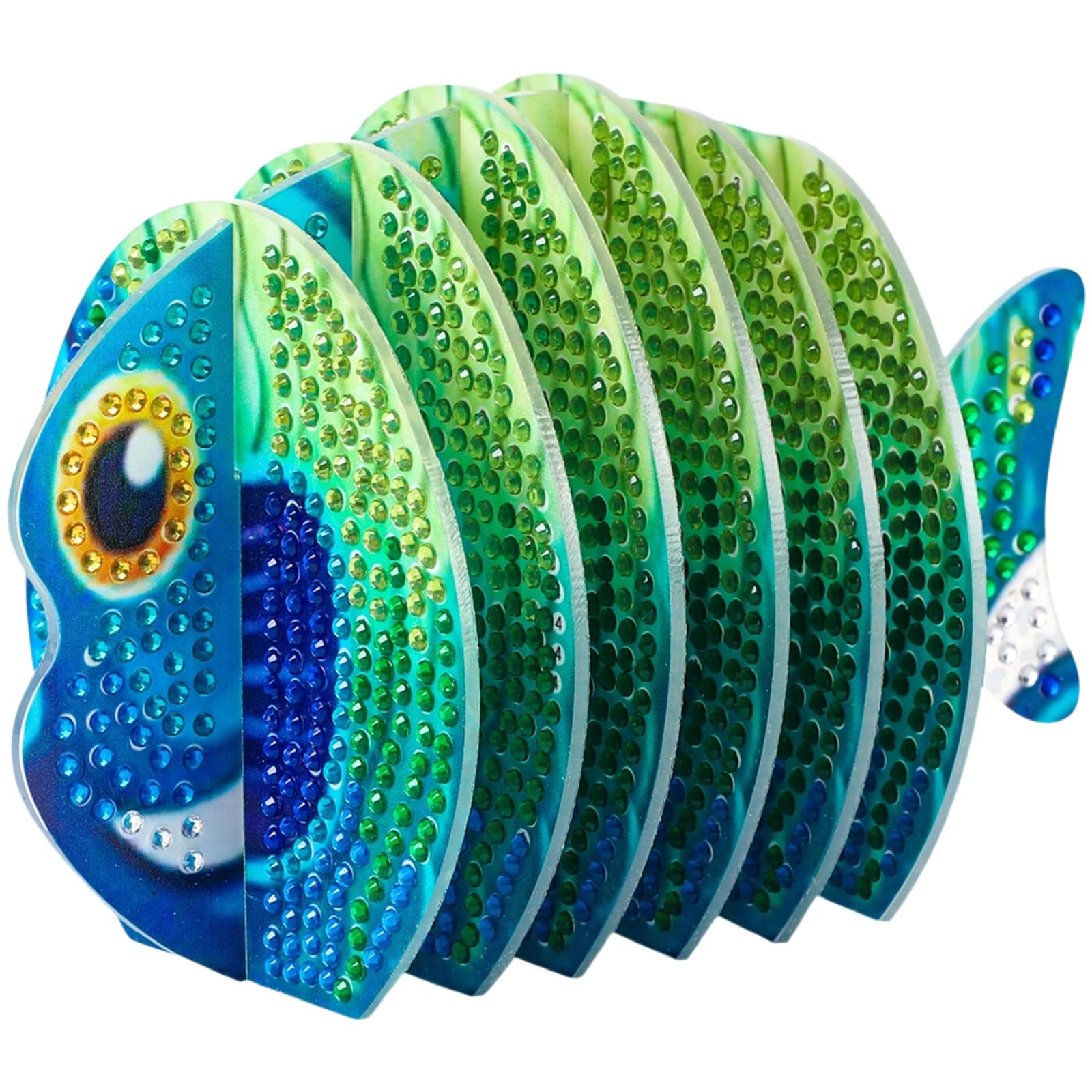 7pcs 5D DIY Diamond Art Painting Coaster Set with Holder, DIY Animal Diamond Crafts Coasters for Adults, Handmade Home Desk Decor & Practical Gift for Adults Beginners(Fish)