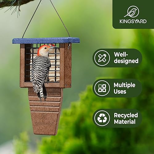 Miniatura 2 de Kingsyard Comedero de plástico reciclado para pájaros, comedero de cola para colgar en exteriores, resistente y duradero, ideal para pájaros