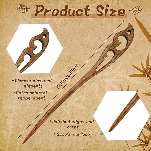 Miniatura 8 de 8 palillos de madera para el cabello, palillos japoneses para mujeres, para hacer moños, palillos chinos para mujeres, cabello largo, hechos a mano,