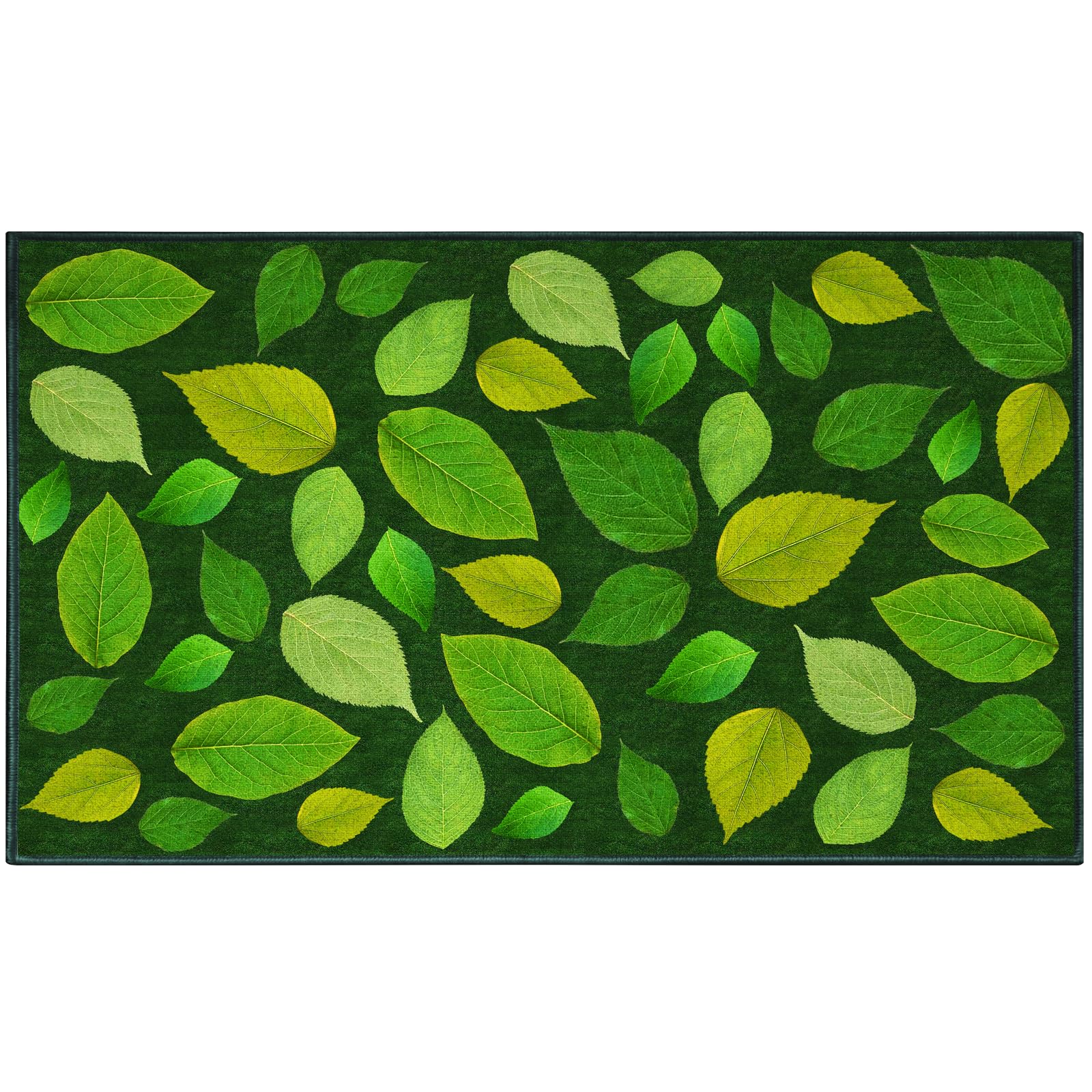 Photo 1 of ABCarpet Green Leaf Rug 13'x7'5" Green Leaves Classroom Rug Outdoor Leaf Area Carpet for Living Room, Bedroom, Kids Room, Nursery and Elementary