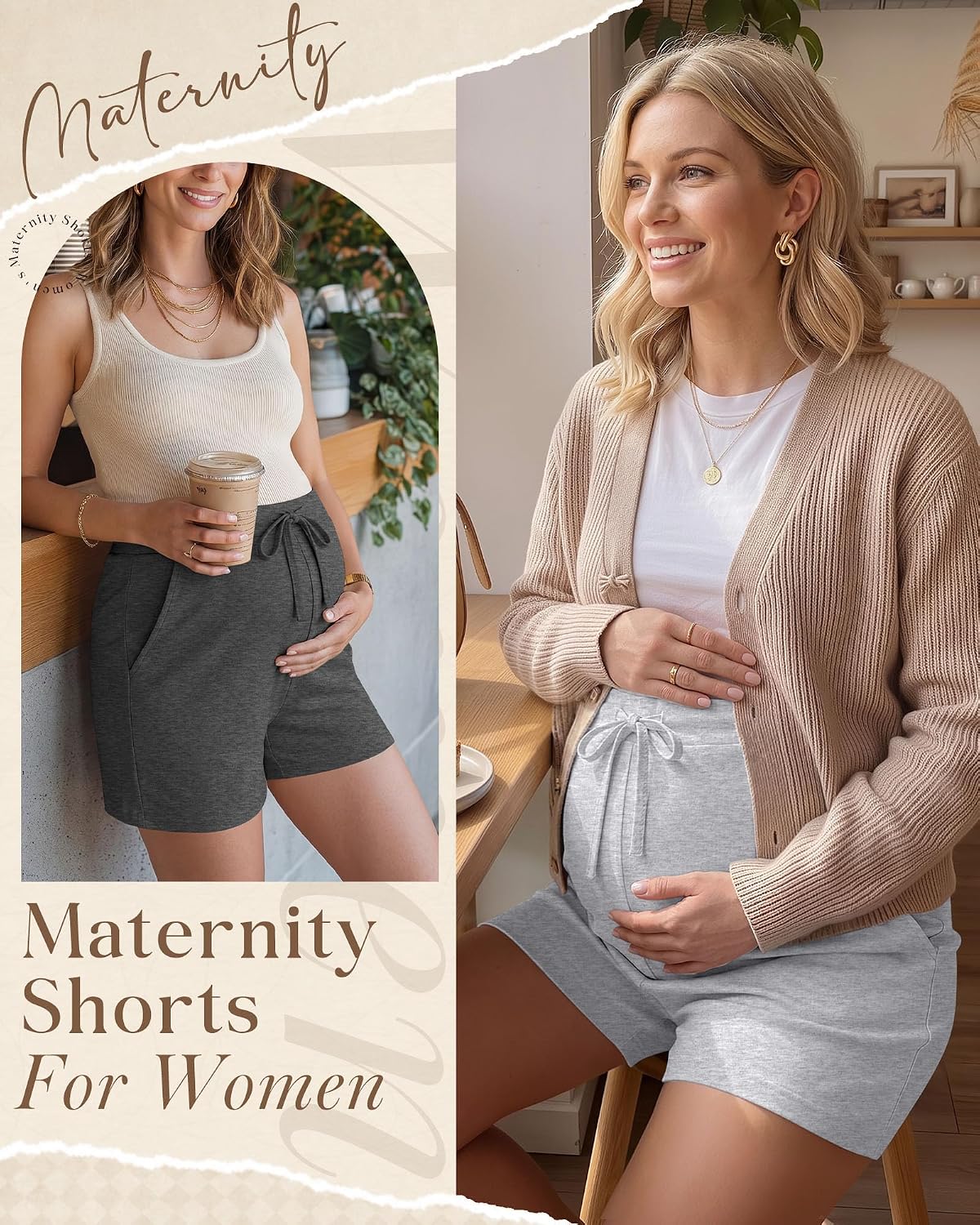 3 Pack Women's Maternity Shorts Pregnancy Drawstring Pajama Lounge Shorts Stretchy Over the Belly Casual Clothes