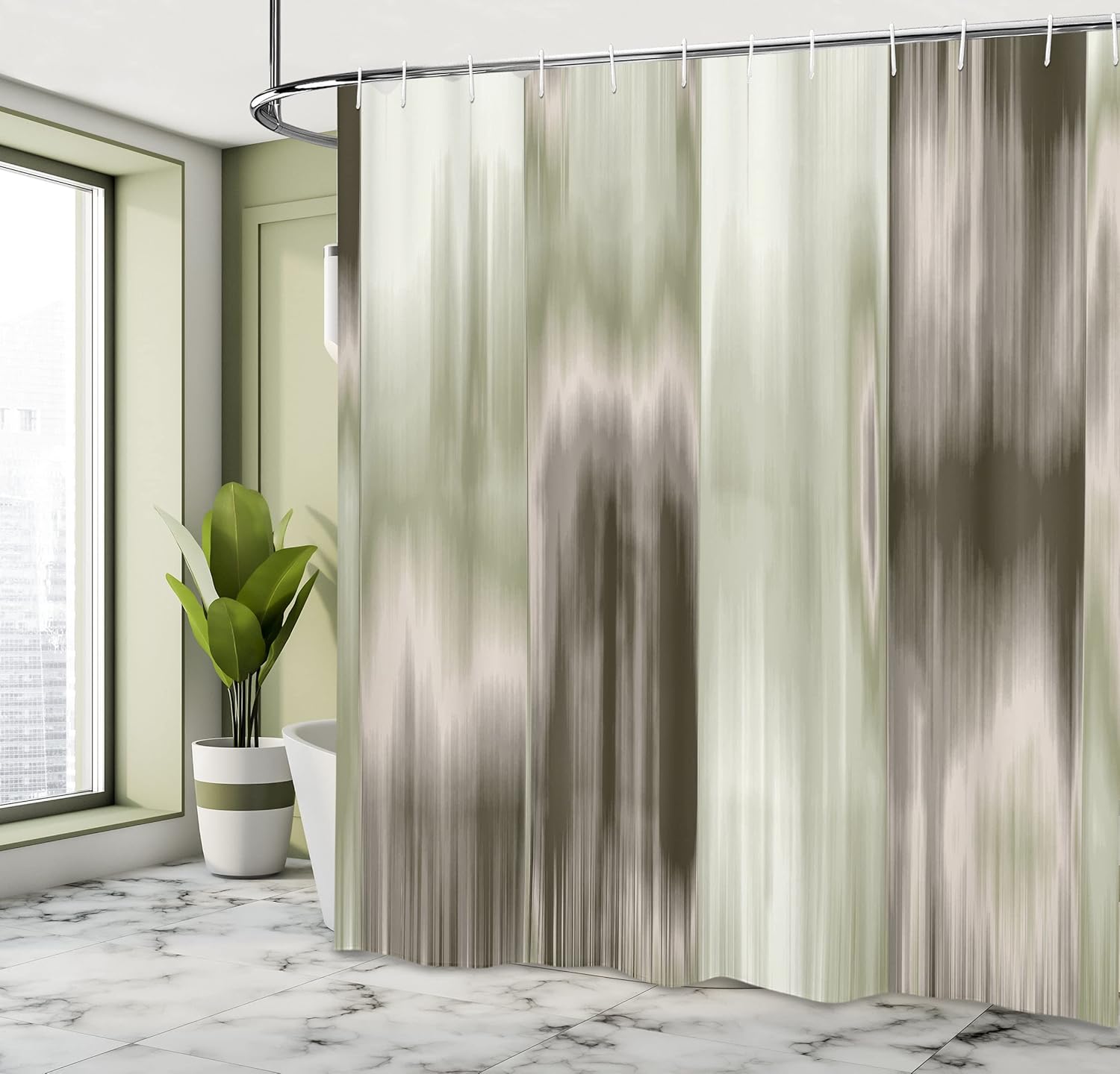 Ambesonne Earth Tones Shower Curtain, Abstract Modern Design Ombre Inspired Smooth Color Transitions, Cloth Fabric Bathroom Decor Set with Hooks, 69" W x 75" L, Silver Grey
